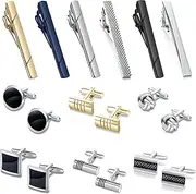 [FINZOR] 18Pcs Men's Cufflinks Tie Clips Set for Men Necktie Tie Bar Clips Business Shirts Wedding Tuxedo Classic Cuff links for Wedding Groom Business Elegant Gift
