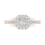 14K Rose Gold Halo Promise Ring, 0.89 ct Princess Cut Simulated Diamond