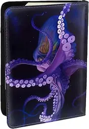 [JEJEA] Purple Octopus Print Travel Organizer Credit Cards Case Passport BookPassport Holder Cover Wallet forTraveling,, Black, One Size