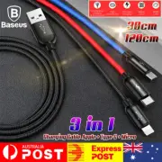 Baseus® Charging Cable For Apple + Type-C + Micro USB Braided Cord 3 in 1 AU
