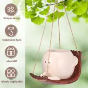 Swing Planter Pot Smile Face Swing Flowers Pot Hanging Hammock Planter paFWm