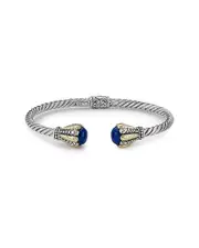 Samuel B. 18K & Silver 1.30 ct. tw. Lapis Twisted Cable Bangle Bracelet