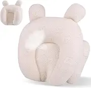 [Foileon] Portable Baby Travel Pillow, Adjustable Neck Infant Head Pillow, Cute Cartoon Bear Soft and Cozy, Breathable Bedding Set for Infants, Small Boys and Girls Prevent Flat Head