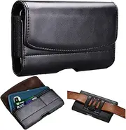 Phone Holster | PU Leather Phone Belt Case | Multi-Functional Mobile Phone Pouch for Most Large Smartphones, with Clip