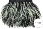 Moonlight Feather | 1 Yard - Black & White Ostrich Fringe Trim Wholesale Feather