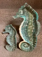 Pier 1 SEAHORSE Cracker/Chip Dip Platter 19” With Smaller Tray 12 “ Set Of 2 New