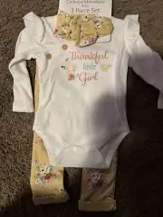 NEW NWT Catherine Malandrino Baby Girl 6-9 Month Pretty 3 pc Pant Set
