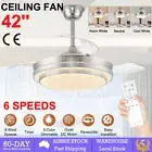 42'' Ceiling Fan with 3 Colors LED Light Retractable Blade and Remote Control OZ