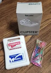 Magnetic Advertising Paper Clip Dispenser Holder w/Colored Paperclips Corning NY