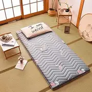 Tatami Mattress, Japanese Mattress Topper Foldable Roll Up Feather Cotton Futon Floor Sleeping Mat for Camping, Bedroom, Tent, Guest Bed, Mattress Topper Full 140X200cm Thick 5cm