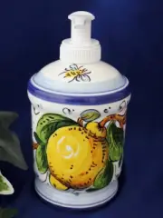 Tuscany Italy Italian Pottery Lemon Blossom & Bees Soap Pump Dispenser