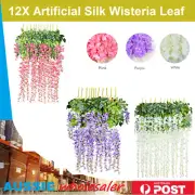 AU! 12X Artificial Silk Wisteria Leaf Garden Hanging Flower Ivy Garland Vine Wed