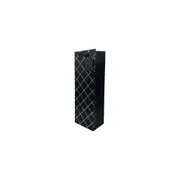 12pc Winex Wine Bottle Paper Bag Gift Wrapping Holder Black/Silver Diamonds