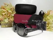 Salvatore Ferragamo SF873SRK Oval Black / Crystals Frame Sunglasses 55 18 140