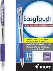PILOT EasyTouch Refillable & Retractable Ballpoint Pens, Medium Point, Purple Ink, 12-Pack (32255)