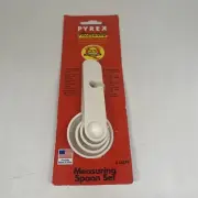 Vintage Pyrex Accessories Ivory Measuring Spoons 4 Pieces Plastic #16379 Retro