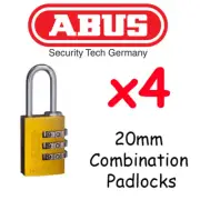 Combination Padlocks - Resettable ABUS 20mm x4 BULK LOT High quality - YELLOW