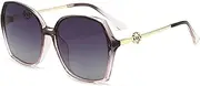 HMKING Metal Temple Tr90 Square Frame Polarized Sunglasses for Mens Womens Retro Mirrored Lens Sun glasses for Driving Fishing, Pink-gradient-gray