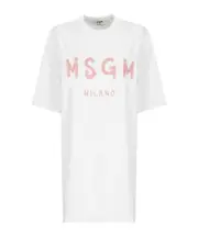 MSGM Logo Printed Mini T-Shirt Dress S,XS White