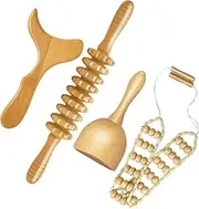 PERSELOSO 4pcs Massage Tools for Muscle Relief Scraping Includes Roller Stick Scraper Board and Back Lightweight and Ergonomic Design for Home and Travel
