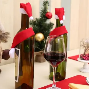 H圣誕節創意裝飾品 無紡布紅酒瓶套 圣誕酒瓶裝飾套裝小圍巾帽子