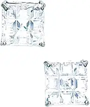 [JewelryWeb] 14k White Gold 8x8mm 9 Segment Square CZ Simulated Diamond Basket Set Earrings Stud Earring for Women