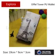 Eiffel Tower PU Leather Bifold Wallet with Coin Purse - Long Version