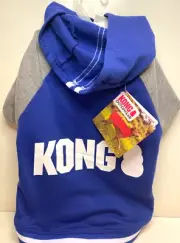 KONG OuterWear Athletic Striped Sweatshirt Fleece pull over Hoodie Dog sz. Small