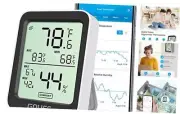 Hygrometer Thermometer H5075, Bluetooth Indoor Room Temperature 1 Pack Black