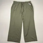 Old Navy Pants Womens XL Linen Blend Rayon Olive Green Wide Leg High Rise 38x30