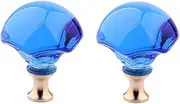 Drawer Crystal Handle 2 Pcs 1.96 * 2.4Inch Single Hole Blue Crystal Drawer Cabinet Door Cabinet Wardrobe Bedside Table Handle