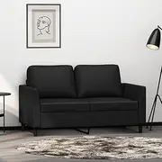 2-Seater Sofa Black 120 cm Faux Leather | Modern Couch for Small Spaces | Durable Metal Frame and Comfortable Padded Seats | Stylish Sofa for Living Room, Bedroom, or Apartment | Easy to Clean