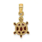 14k Yellow Gold 3D Brown Enamel Tortoise Charm