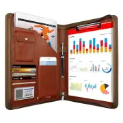 Zippered Padfolio Organizer, WRIYES Leather Planner Binder, 10.2 Inch Portfol...