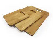 3PK Bamboo Chopping Cutting Boards Kitchen Wooden Serving Board Platter Brown