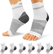 PAPLUS Plantar Fasciitis Sock (6 Pairs) for Men and Women, Compression Foot Sleeves with Arch and Ankle Support, White, X-Large