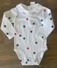 NWT Jacadi Polka Dot Long Sleeve One Piece ‘Bonjour Paris’ SZ 12mo