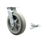 8 Inch SS Thermo Rubber Flat Tread Swivel Caster with Delrin Bearing&Swivel Lock