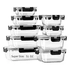 Containers With Lids 18-piece Glass Food Storage Airtight Meal Prep For Lunch
