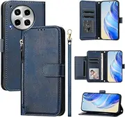 Compatible with Tecno Camon 30 5G Case Cover,Compatible with Tecno Camon 30 4G PU Leather Card Holder Wallet Flip Magnetic Closure Stand Blue