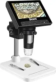 Coin Microscope, 4.3 LCD Digital Microscope for Coin Collection Supplies,10X-1000X Coin Magnifier with 8 Adjustable LED Lights for Kids/Adults Coin Error Observation, Windows Compatible