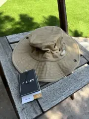 Tilley T3 Wanderer Snap-Up Canvas Duck Hat Distressed Size 7 Small Dark Khaki