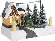 BESTYASH LED Lighted Christmas Village: Resin Christmas Box - Glowing Mini House Ornament for Holiday Desktop Decoration