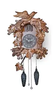 TIMEGEAR Cuckoo Clock with Automatic Night Mode and Carved Wooden Decorations