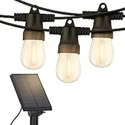 Brightech Ambience Pro Solar Powered Outdoor String Lights - Commercial Grade Patio Lights with 27 Ft Edison Bulbs - Shatterproof LED Solar String Lights - 1W LED, Warm White Light