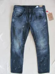 True Religion Slim Moto Jeans-Paint Drips- Revolver Dual- Size 34- NWT $249