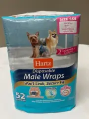 Hartz Disposable Male Dog Wraps 52 Count Size SSS To 6.5lbs Waist To 12" NEW