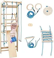 Xoxomeg Wooden Swedish Wall Ladder Stall Bars Set Wall Bars Climbing Wall for Exercise Wooden Playground Climbing Toys Indoor Jungle Gym for Children and Adults Training Stretching
