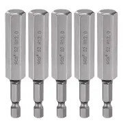 5pcs H12.0 Hex Head Drill Bit Wrench 12mm Flat Tip 1/4" Shank 75mm Long Magnetic
