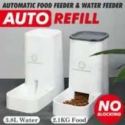 Automatic Pet Dog Cat Bowl Self Feeding Dispenser Food Water Feeder Bottle 3.8L